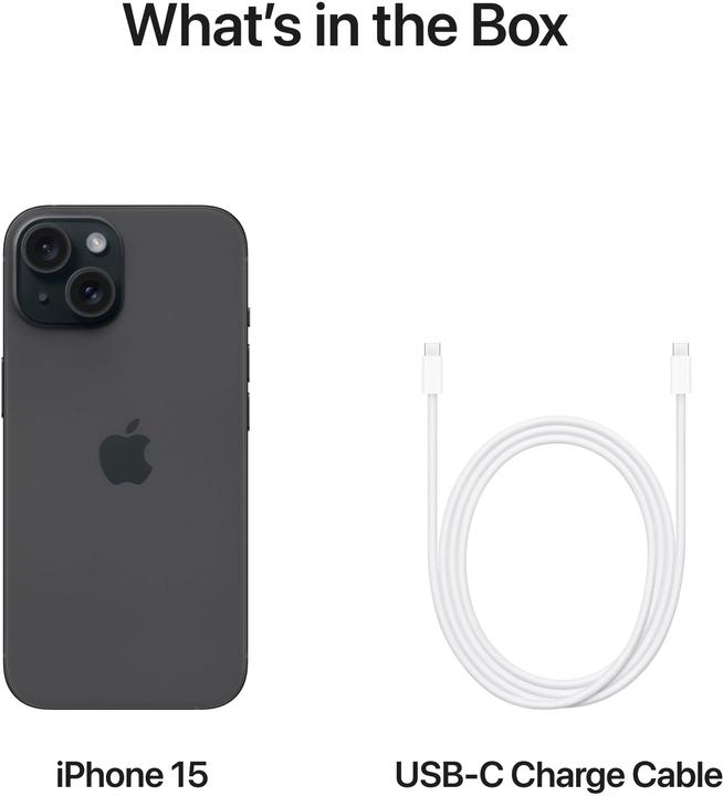 Produktbild Apple iPhone 15 (128 GB, Black, 6.10", SIM + eSIM, 48 Mpx, 5G)