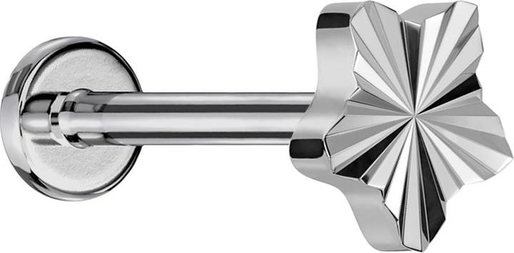 Produktbild Star Piercing Micro Labret Innengewinde silber Diamantschliff Scheibe Stern silber (ohne Messing, Titan G23)