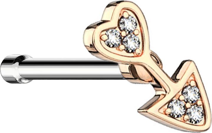 Immagine prodotto Star Piercing Nasenstecker gerade rosegold Pfeil mit Herz (Acciaio chirurgico 316L, Ottone)