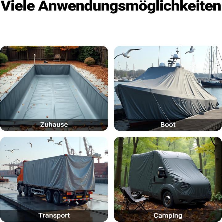 Immagine prodotto Wiltec Telone grigio resistente alle intemperie 3x4m telone poliestere occhielli 650g/m² telone da giardino (3 x 4 m)