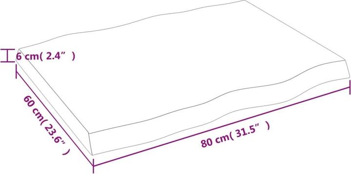 Immagine prodotto VidaXL Tischplatte 80x60x6 cm Massivholz Eiche Behandelt (80 x 60 x 6 cm)