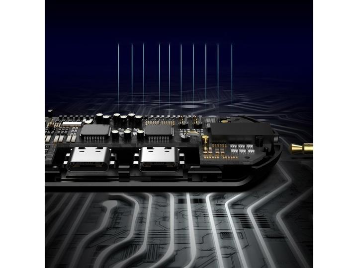 Actual product image Baseus 3-in-1 3.5mm Lightning Adapter with RGB LED (3.5mm jack, Lightning)