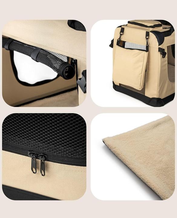 Produktbild Dibea Hundetransportbox M, Beige (Hund, Katze, Kleintier, Waschbar, Atmungsaktiv, Abschliessbar, Komplett zu öffnen, Faltbar)