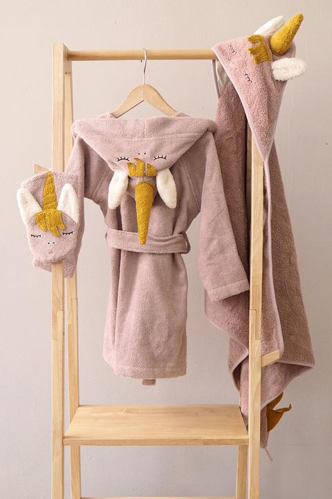Produktbild Kikadu Bademantel Einhorn pale rose Gr. 1-2 (GOTS)