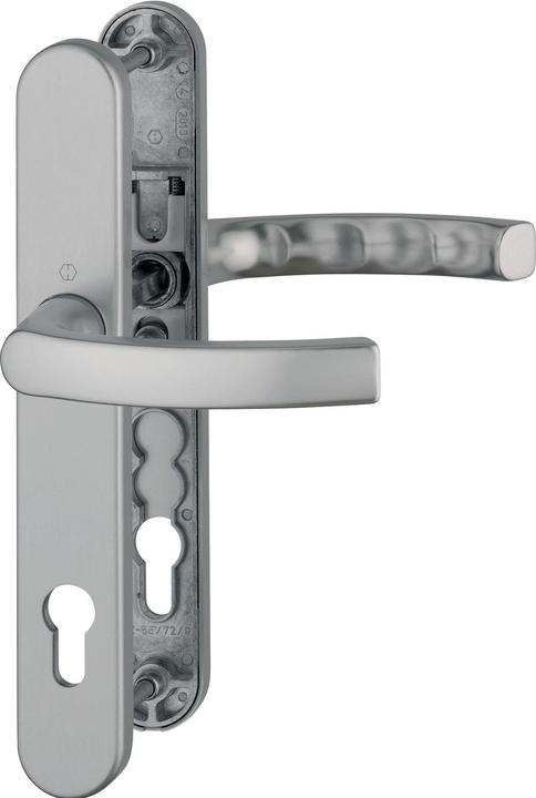 Hoppe LIÈGE lever handle set on narrow backplate, door thickness 67 - 72, stainless steel effect (Door handle)