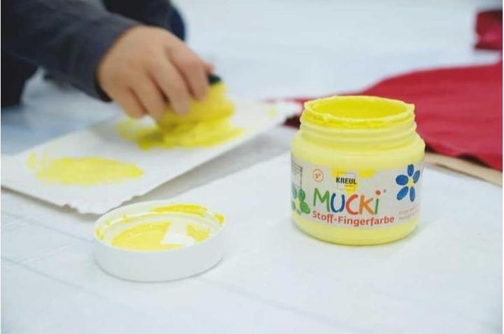 Actual product image Kreul Mucki finger paint textile 4 pcs. set (Yellow, Red, Blue, Green, 600 ml)