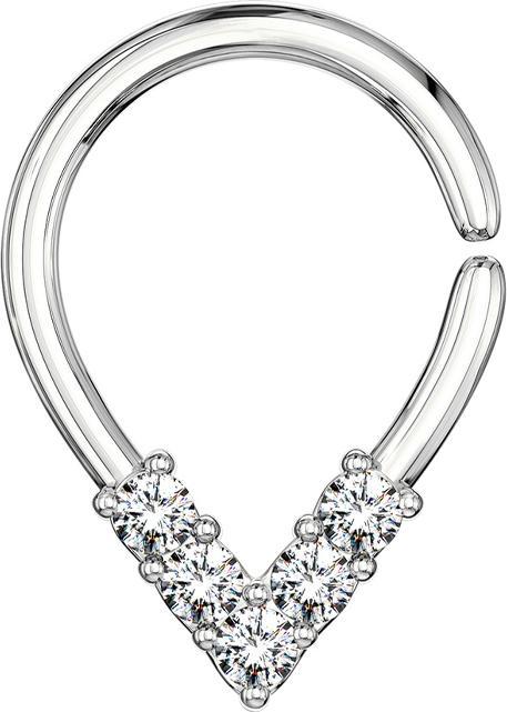 Star Piercing Micro Piercing Ring silber spitzig mit Kristallen (Messing)