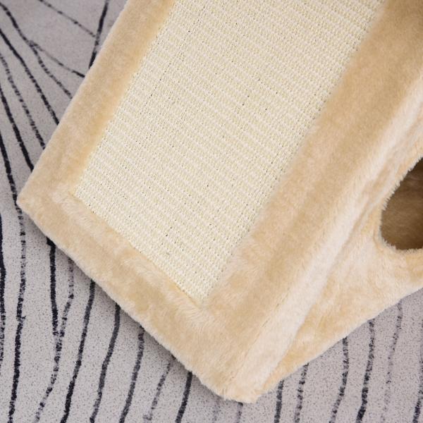Produktbild PawHut Katzenturm mit Höhle und Hängematte (65 cm, Beige)