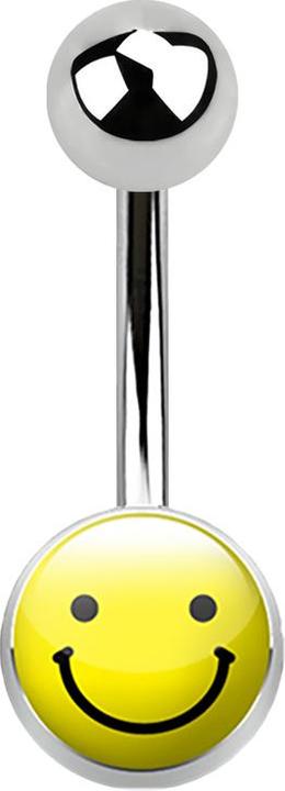 Image du produit Star Piercing Banane argentée avec logo Smiley (Acier chirurgical 316L, sans laiton)
