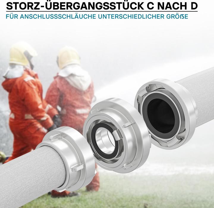 Image du produit Wiltec Raccord Storz Raccord pompier réducteur de C à D Alu pour tuyau d'incendie, de chantier (Attelage, 52 mm)