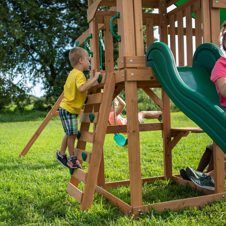 Actual product image Backyard Discovery Belmont play tower with swings and slide
