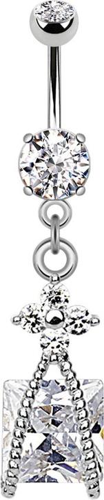 Produktbild Star Piercing Banane silber mit zwei Kugeln Kristall silber Anhänger Kristall im Seil (Messing, Chirurgenstahl 316L)