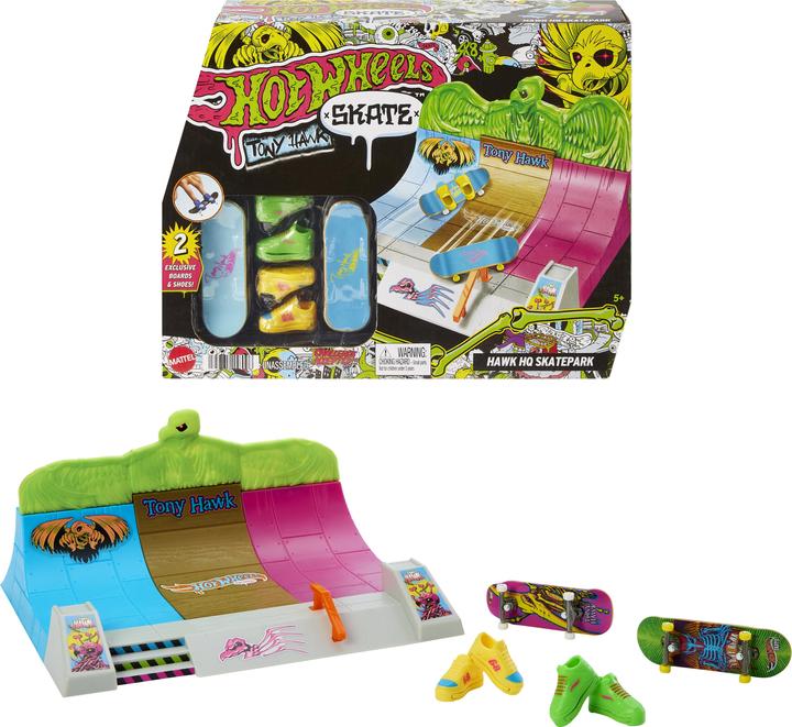 Image du produit Hot Wheels Skate Tony Hawk HQ Skatepark mit 2 exklusiven Fingerboards und 2 Paar Skateschuhen
