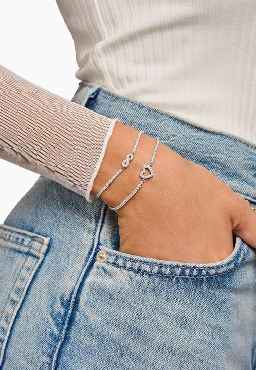 Actual product image Thomas Sabo Tennis bracelet heart with white stones silver (19 cm, Recycled 925 silver)