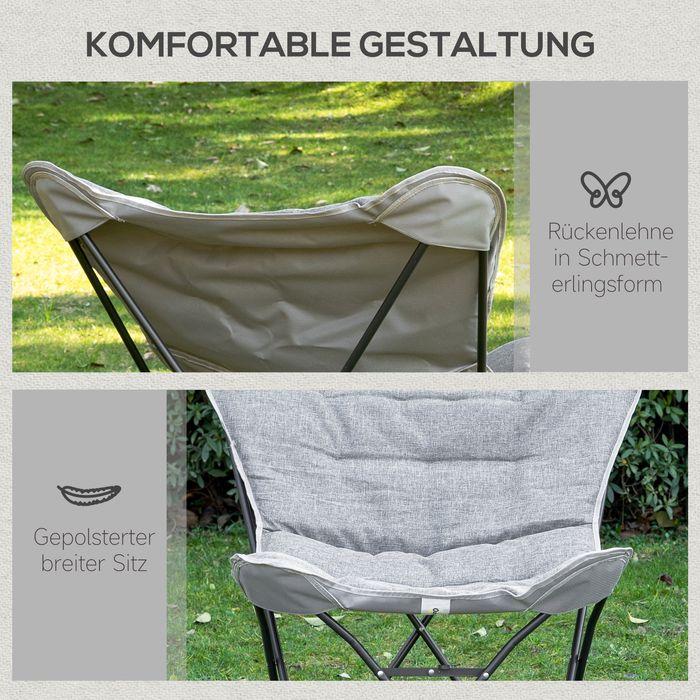 Produktbild Swisshandel24 Campingstuhl tragbar klappbar, max. Belastung 120 kg Grau+ Weiss 88 x 74 x 84 cm