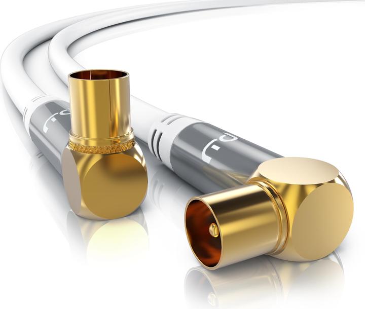 Primewire Antenna Cable 90° Angled | HDTV Premium Coaxial Cable 135dB / 75 Ohm | FullHD / 4k Ultra HD (85 dB, Antenna cable)