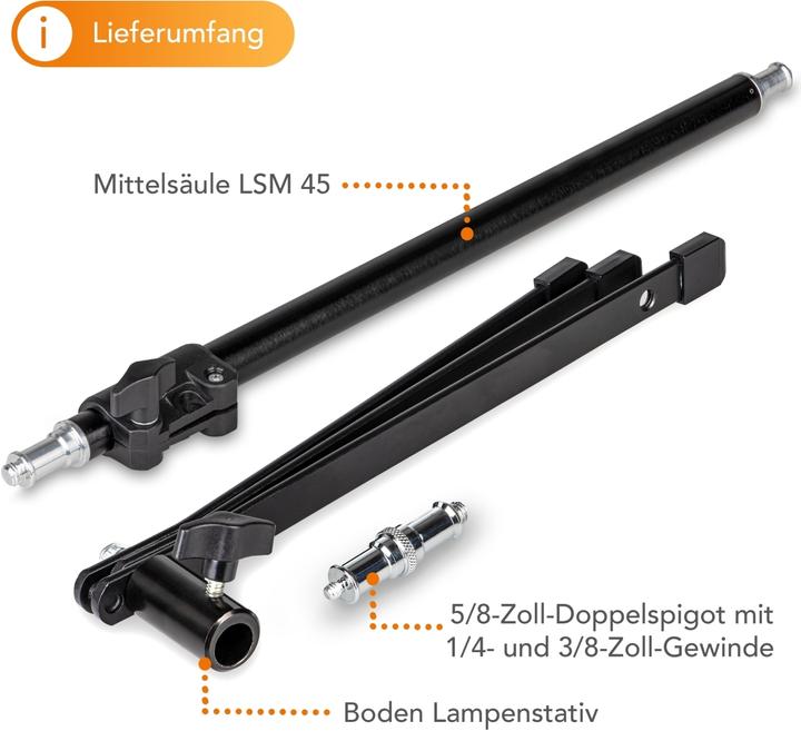 Actual product image Walimex pro pro 23090 floor lamp tripod BL-K + center column (150 cm, 15 kg)