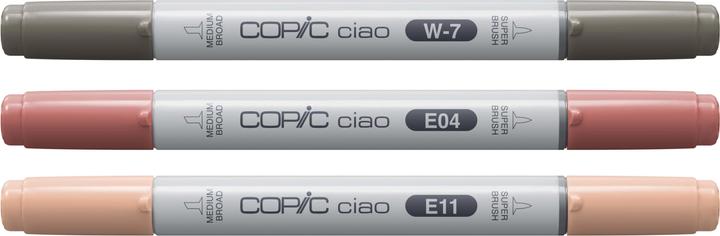 Image du produit Copic CIAO - Marqueurs (E-11 Bareley Beige, W-7 Gris chaud No. 7, E-04 Rouge à lèvres rose, 6 mm, 3 x)