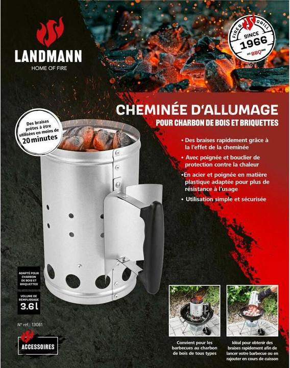 Actual product image Landmann Chimney starter Ø 16.5 x 27 cm, stainless steel/black