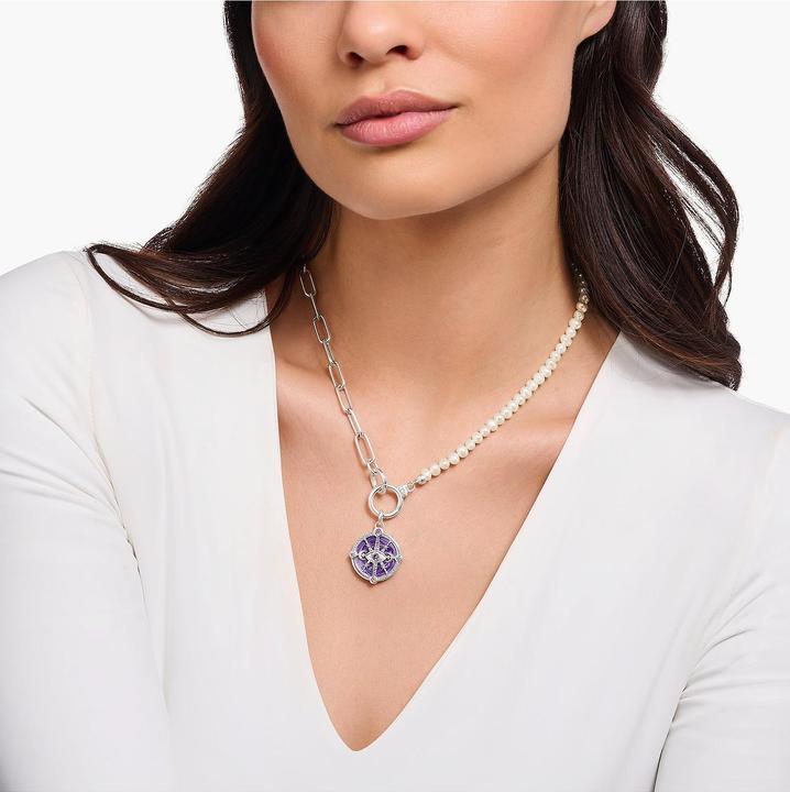 Produktbild Thomas Sabo Kettenanhänger Auge mit kosmischen Details und bunten Steinen Silber geschwärzt (Emaille, 925er Silber)