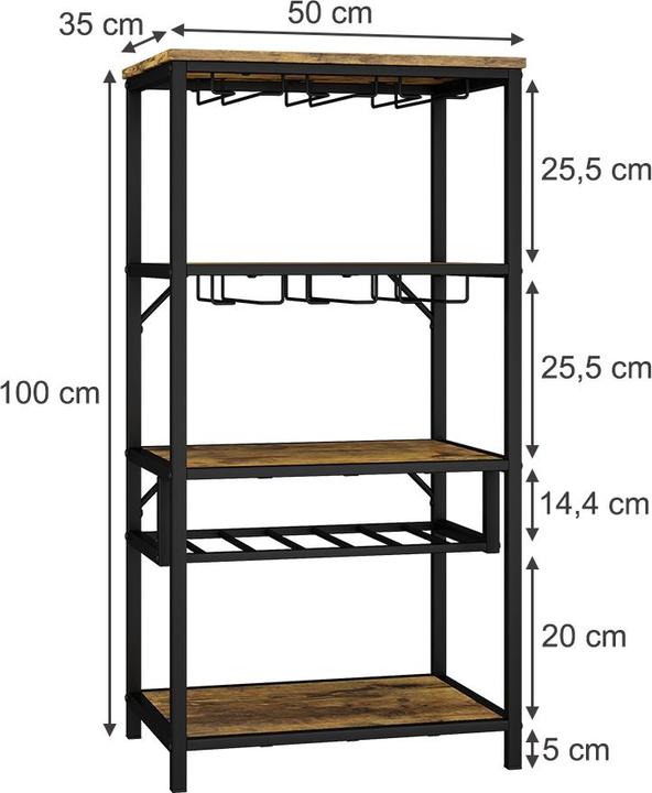 Actual product image Vichy Wine rack Vela, Rustic oak, with glass holder