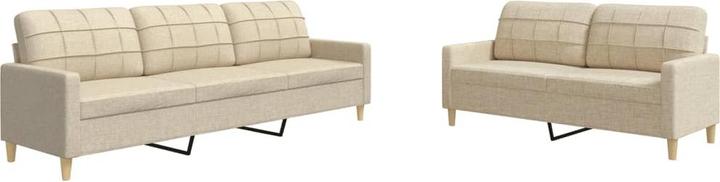 Produktbild VidaXL Sofa Garnitur Lounge Sitzgruppe Polstersofa Sessel 2-tlg. Creme Stoff (3-Sitzer, 2-Sitzer)