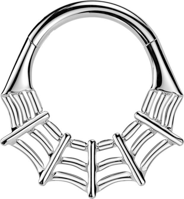 Star Piercing Micro Segmentring klappbar silber Spinnennetz (ohne Messing, Titan G23)
