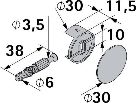 Immagine prodotto Hettich Verbindungsbeschlag 25/24,5 mm, verzinkt (Raccordo di collegamento, 8 pz.)