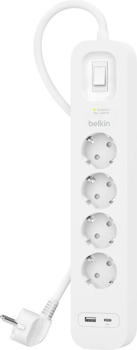 Belkin Socket strip 4-way + USB-A+C,525J,18W,2m SRB001vf2MV2 (4 x, USB-A, USB-C, CEE 7/3, 2 m)