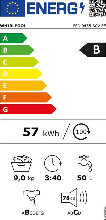 Energie-Label Whirlpool FFD 9458 BCV EE (9 kg, Links)