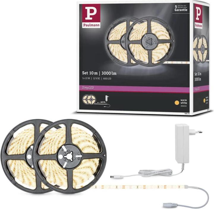 Image du produit Paulmann SimpLED Stripe Set (Blanc chaud, 1000 cm, Intérieur)