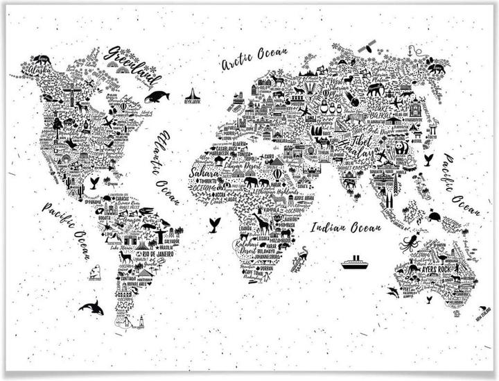 Actual product image Trenddeko World map - Around the world (60 x 50 cm)