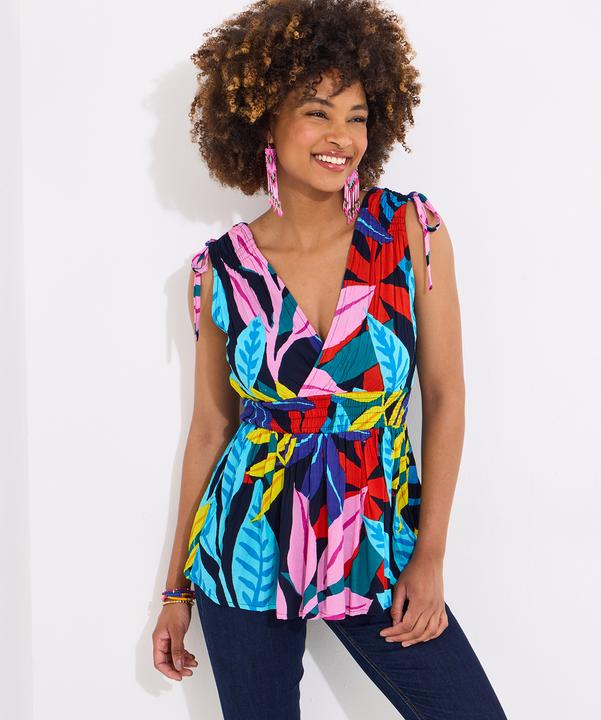 Actual product image Joe Browns Tropical Print V-Neck Tie Shoulder Top (12)