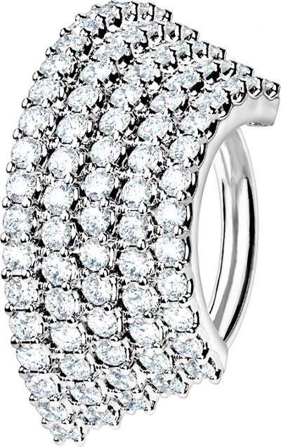 Star Piercing Micro Piercing Ring silber Platte mit fünf Kristalllinien (Messing, Chirurgenstahl 316L)