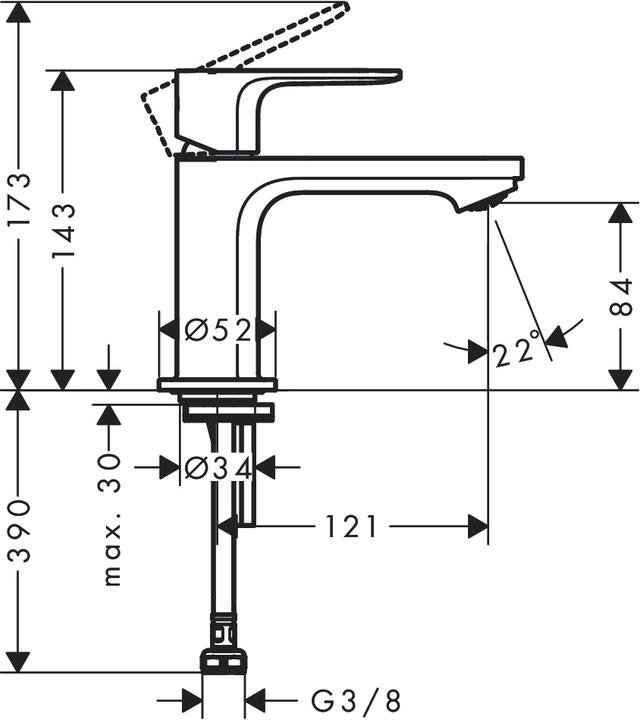 Image du produit hansgrohe Rebris E Robinet sur pied 80 avec manette pour eau froide ou prémélangée sans vidage