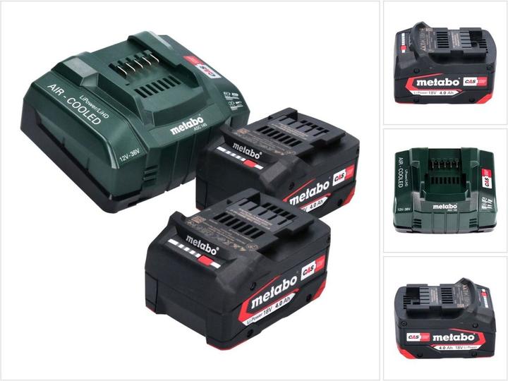 Metabo Kit de base 2x batterie Li-Power 18 V 4,0 Ah CAS Li-Ion ( 2x 625027000 ) + ASC 145 rapide (18 V)