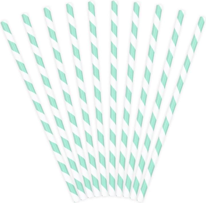 Partydeco Paper straws with turquoise stripes (10 pcs.) (10 x)