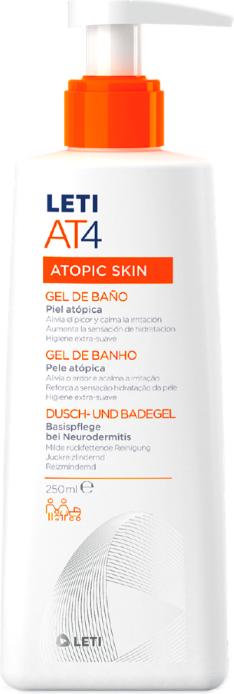 Image du produit Leti AT4 Gel douche et bain - Nettoyage doux et surgraissant pour les peaux sèches ou à tendance (Gel, 250 ml)