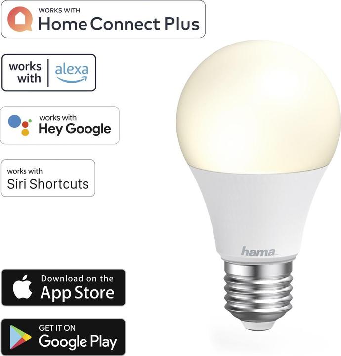 Energy Label Hama WLAN LED-Lampe (E27, 10 W, 806 lm, 1 x, A)
