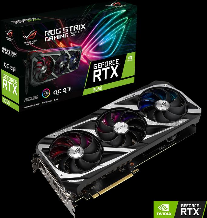 Actual product image ASUS ROG Strix GeForce RTX 3050 OC 8GB GDDR6 3xDP 1.4a 2xHDMI 2.1 (8 GB)