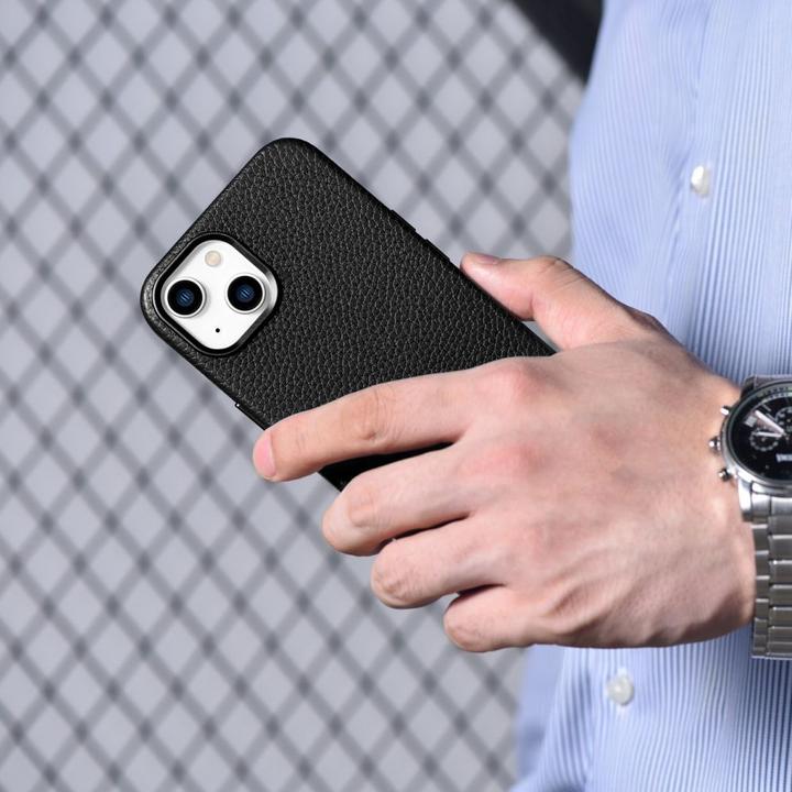 Produktbild iCarer Litchi Premium Leather Case iPhone 14 Magnetic Leather Case with MagSafe Black (WMI14220709-B (Apple iPhone 14)