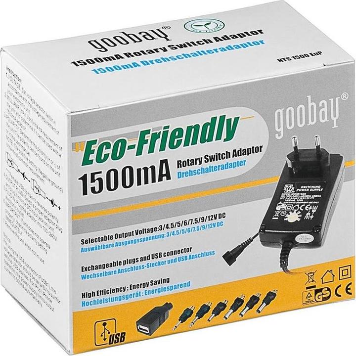 Actual product image Goobay 3 V - 12 V universal power supply 1.5A