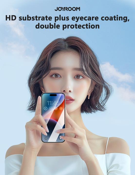 Actual product image Joyroom JR-MAR0318 Anti-Reflection Eyecare Screen Protector for iP16 Pro Max (1 Piece, Apple iPhone 16 Pro Max)