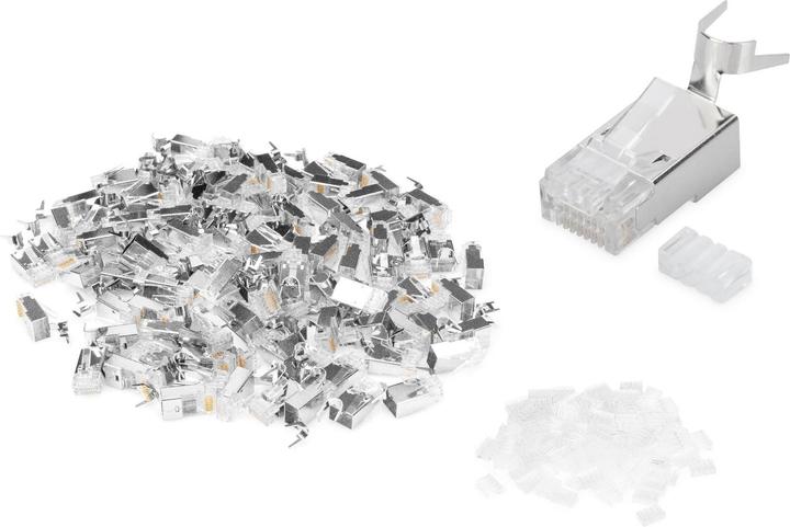 Produktbild Digitus CAT 6A Modularstecker, 8P8C, geschirmt für Volldraht AWG 22-23, 100 Stück (Netzwerkkabel Stecker)