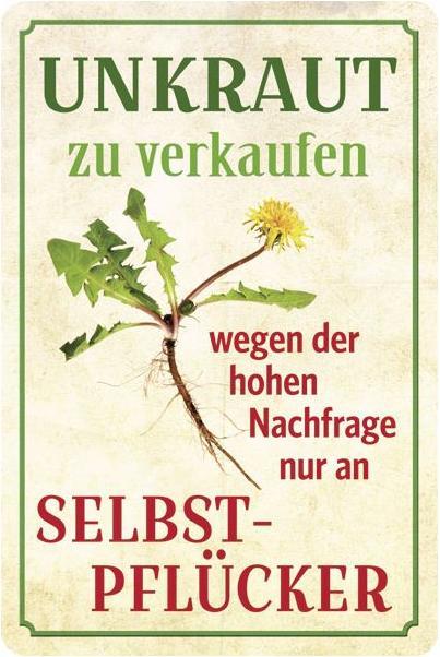 Blechschild Unkraut zu verkaufen (20 x 30 cm)
