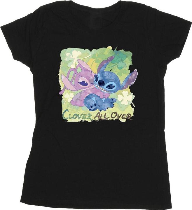 Actual product image Disney Womens/Ladies Lilo And Stitch St Patrick's Day Clover Cotton T-Shirt (L)