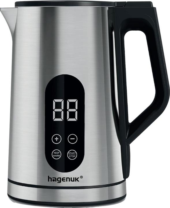 Actual product image hagenuk Edelstahl-Wasserkocher mit digitalem Touch-Display, 1,7L, 2200W (1.70 l)