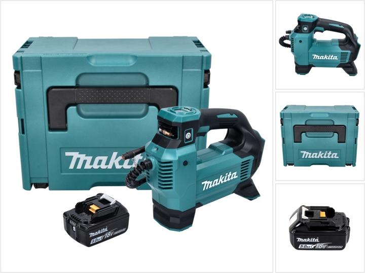 Produktbild Makita DMP 181 T1J Akku Kompressor 18 V 11,1 bar + 1x Akku 5,0 Ah + Makpac - ohne Ladegerät (11.10 Bar)