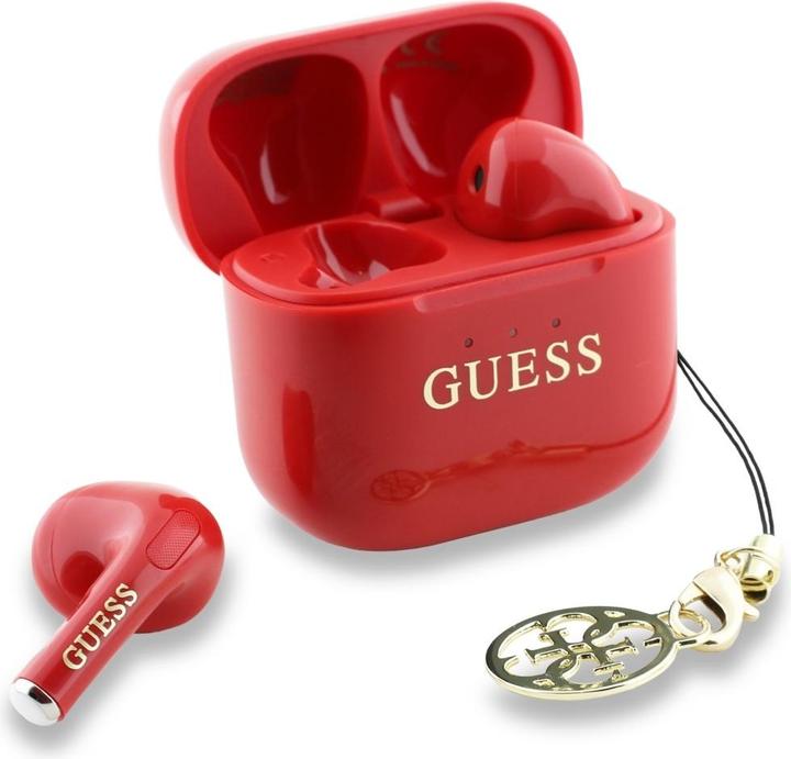 Actual product image Guess Glossy Effect Printed Classic Logo & Charm TWS headphones - red