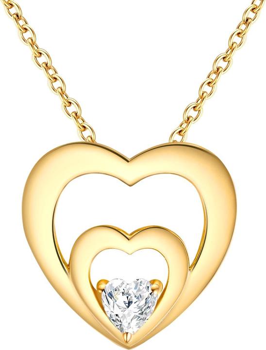 Immagine prodotto Rafaela Donata Catena da donna con cuore in argento sterling e zirconi in oro giallo 40,0 cm di base + 5,0 cm di (Argento, 40 - 45 cm)